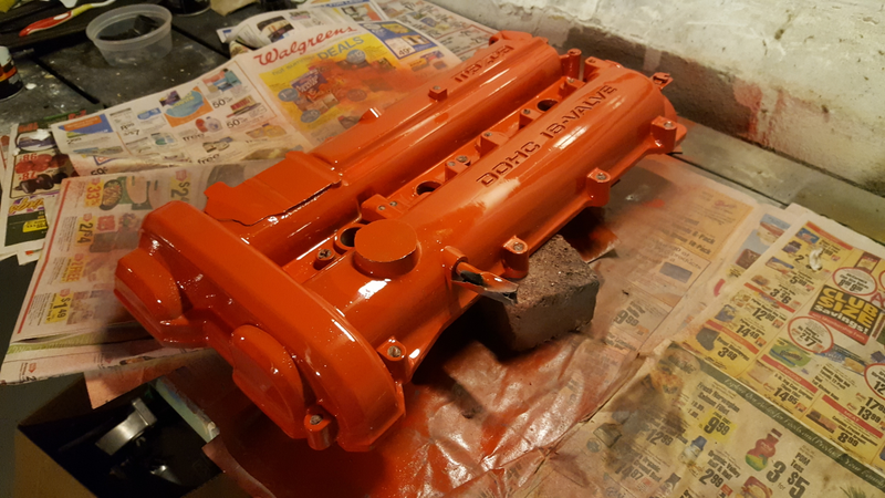 Krinkle-finish red paint.